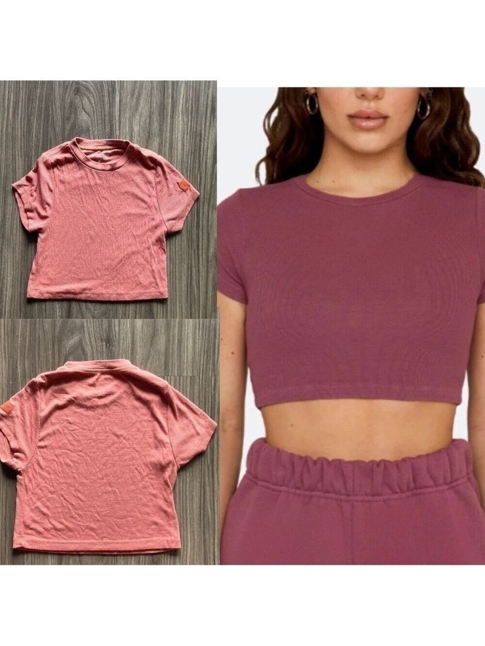 SET ACTIVE WOMENS FORM CROP TEE XS PINK WORKOUT TOP